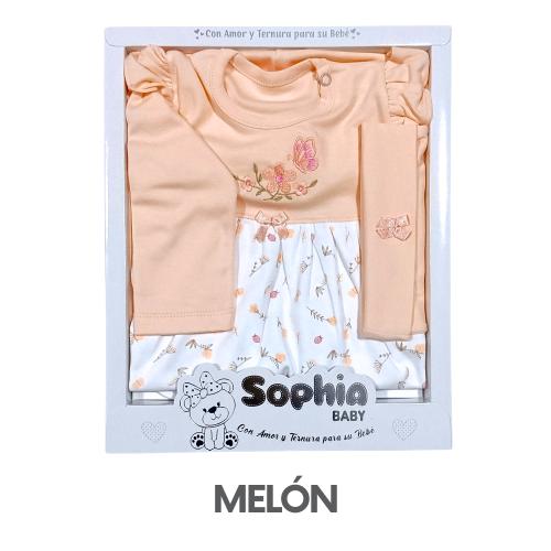 CAJA SOPHIA PIMA MODELO VESTIDO FLOR RAMAS